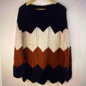 IPERICO Women Made in Italy Chunky Knit Long Sleeves Pullover Sweater Top Size L